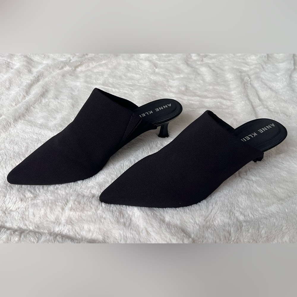 Anne Klein Kitten Heel Black Mules